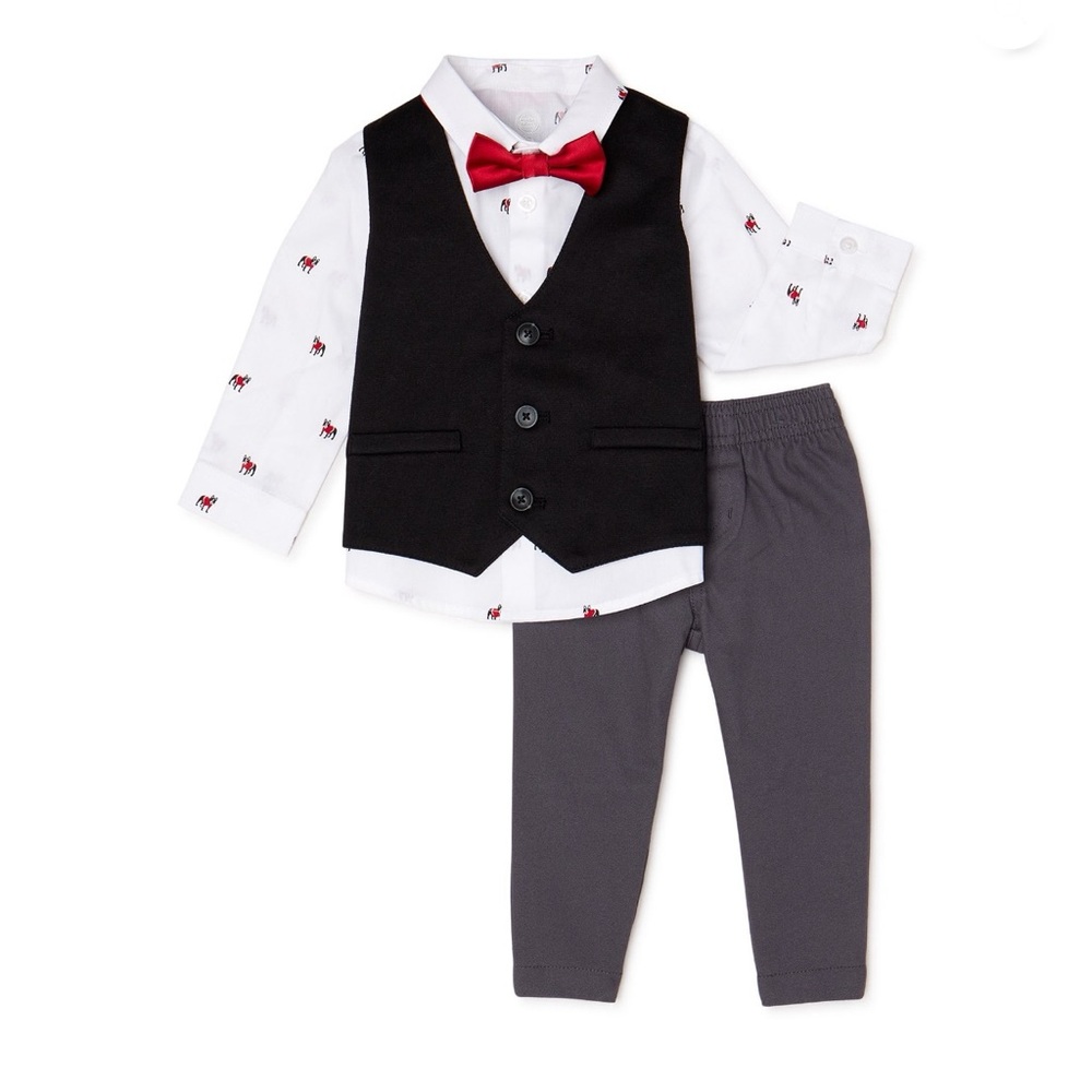 Baby Boy & Toddler Boy Button Down Shirts, Vests, & Pants Dressy Outfit Set